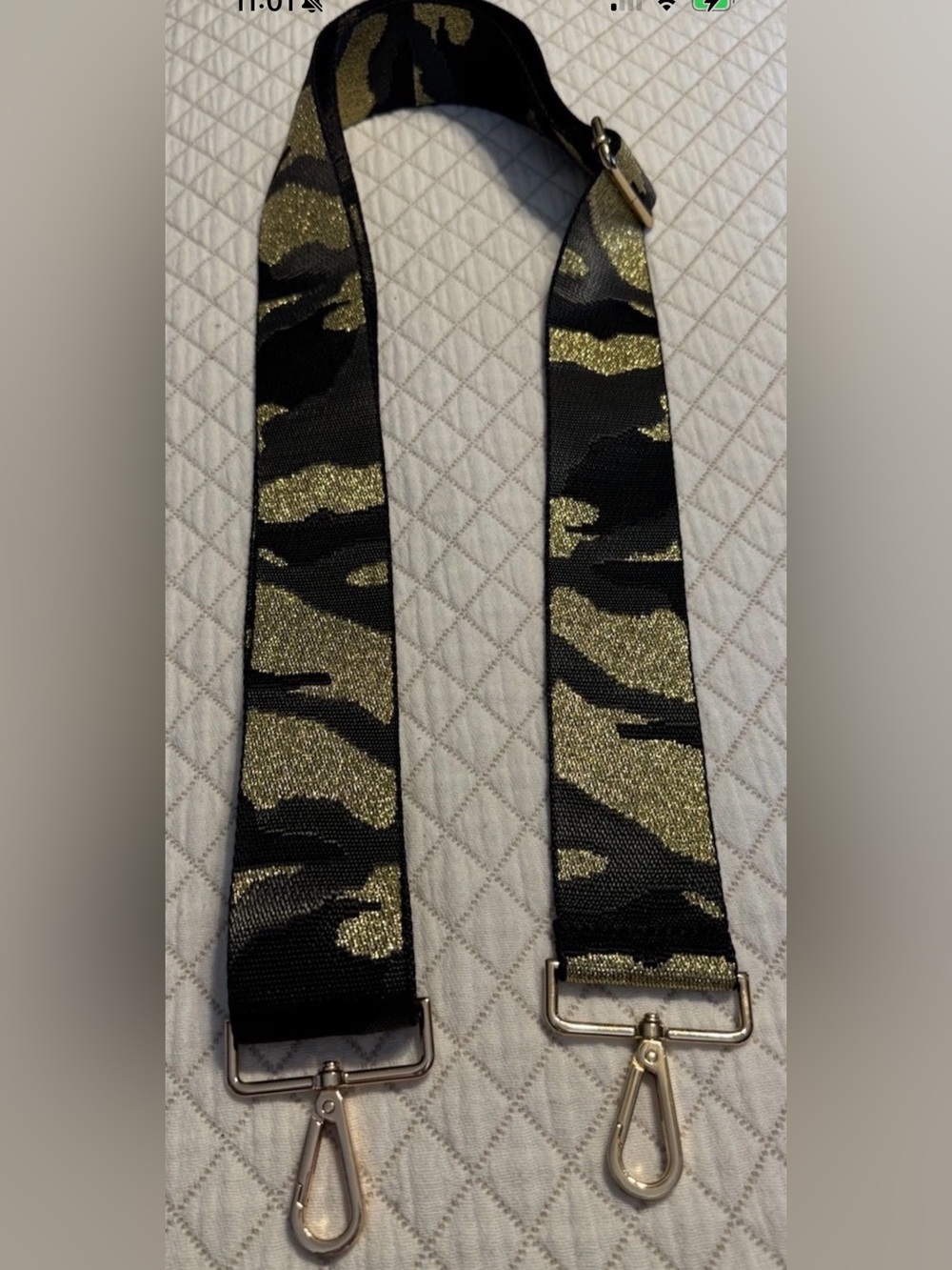 Adorned Black/Army/Gold Camouflage Adjustable Duffle Bag/Guitar Strap